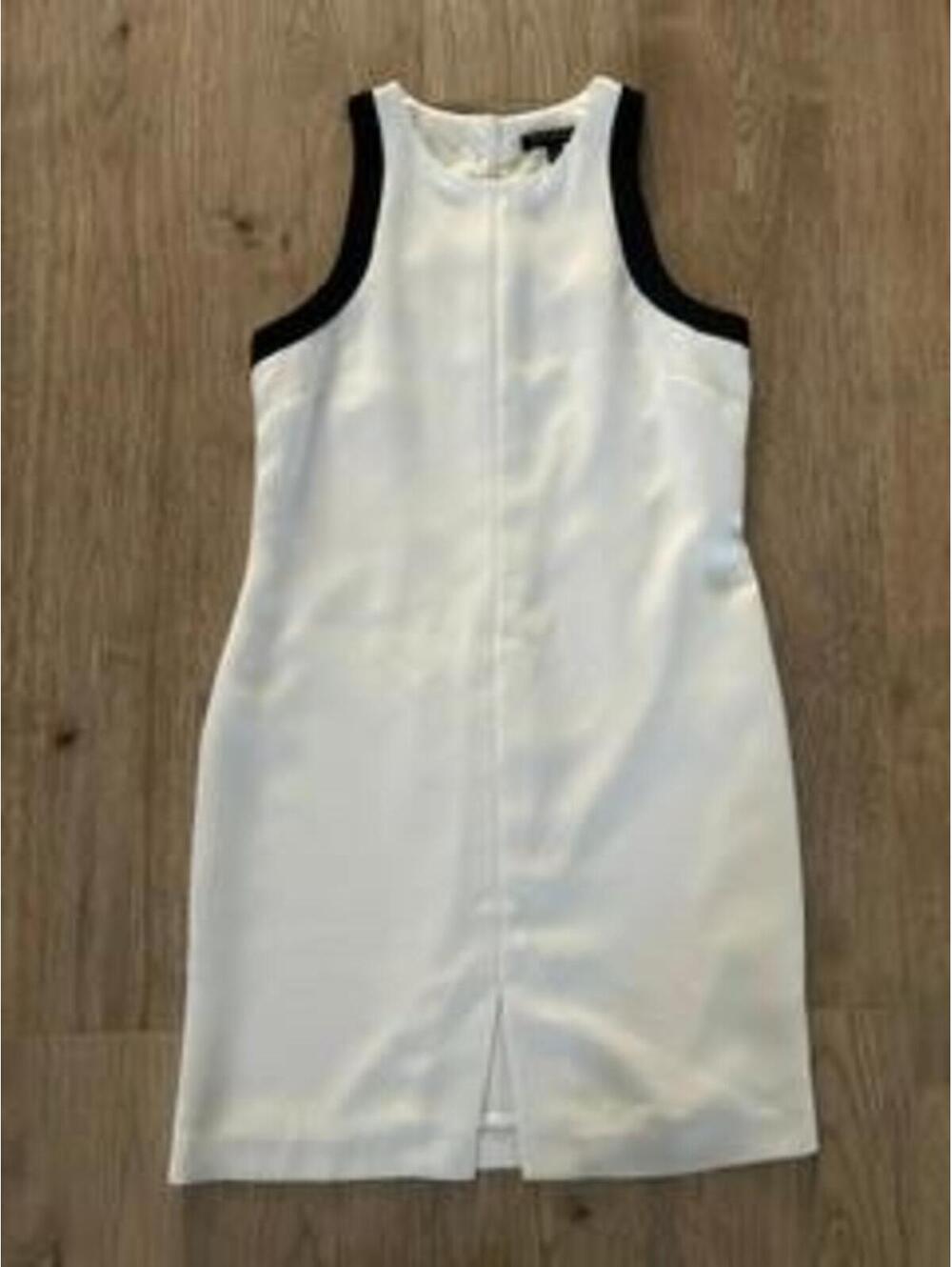 Banana Republic Dress Womens 4 White Black Trim Halter Neck Sheath Shift Mini